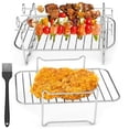 thumbnail image 1 of 2Pcs Air Fryer Rack for Double Basket Fryers Grilling Accessories Cooking Oven Microwave Baking Roasting  with 4 Barbecue Sticks, 1 of 6
