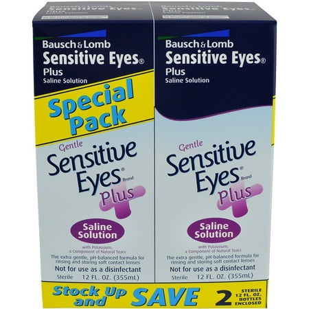 Buffered Saline Solution - Sensitive Eyes Plus Saline Solution, 12 Fluid Ounce (Pack of 2)