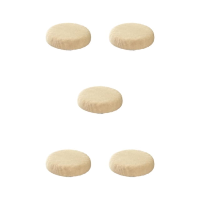 Decodeary Soft And Stool Cushions With Elastic Band – Any Space Round Cushion Polyester Seat Covers Fits Most Stools beige 5Set