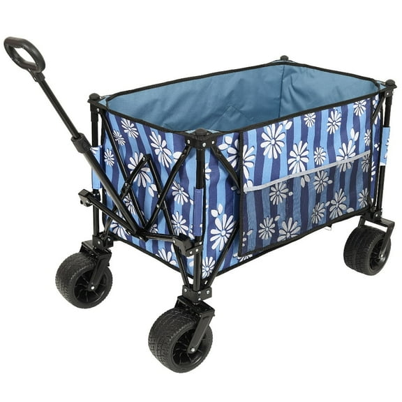 Yougu Collapsible  Extended Wagon Heavy Duty Utility Garden Cart with Big All-Terrain Beach Wheels ,Supports 480lbs .