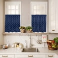 thumbnail image 4 of Kitchen Window Curtains Valance and Tier Set, Navy Blue Plaid Diamond Rod Pocket Tier Curtain Valance Set, Minimalist Style Light Filtering Cafe Curtains for Bedroom Living Room, 4 of 9