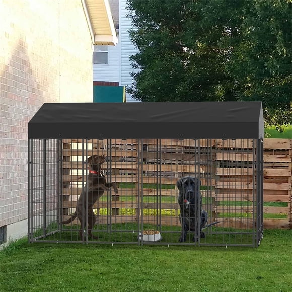 Wisfor 5.4ft Large Dog Kennel Outdoor: Dogs Welded Wire Kennels and Runs Crates with Water Proof Cover