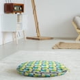 thumbnail image 3 of Geometric Round Floor Cushion with Handle, Contemporary Tribal Inspired Vertical Triangles, Decorative Pillow for Living Room & Dorms, 18" Round, Sea Blue Yellow, by Ambesonne, 3 of 4