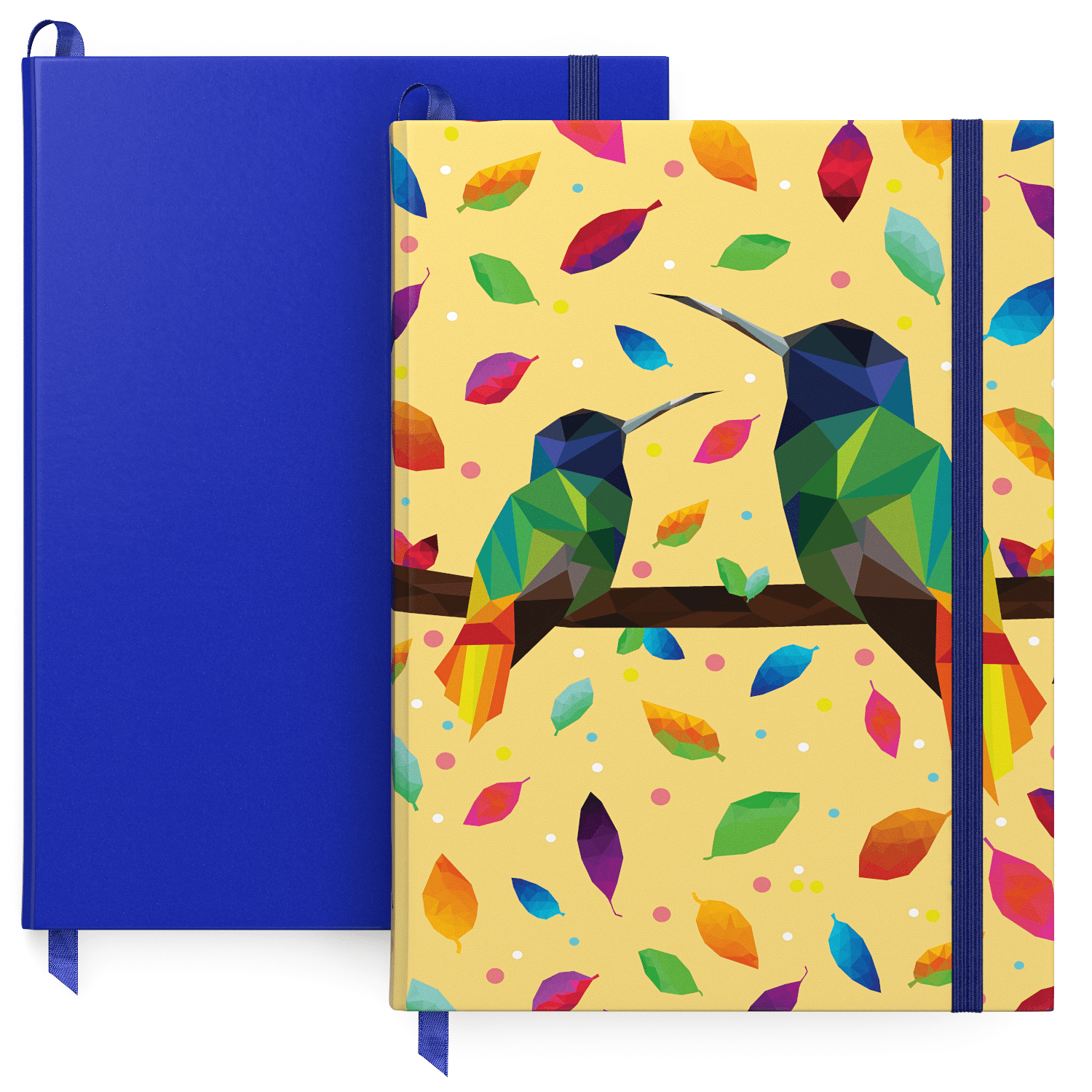 Arteza Bullet Journals, Printed Bird Design & Cobalt Blue, Dotted Paper, 6' X 8' -2 Pack