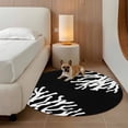 thumbnail image 3 of Sea White Coral Round Living Room Rugs 4 ft, Marine Black Background Modern Art Washable Area Rug with Non-Slip Sturdy Edge Binding Round Carpet for Entryway Kitchen Bedroom Bathroom, 3 of 9