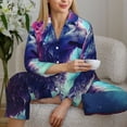 thumbnail image 5 of KLL Starry Multicolored Wolf Print Women's Long Sleeve Pajamas with Pants Sleepwear Loungewear 2 Set-XX-Large, 5 of 7