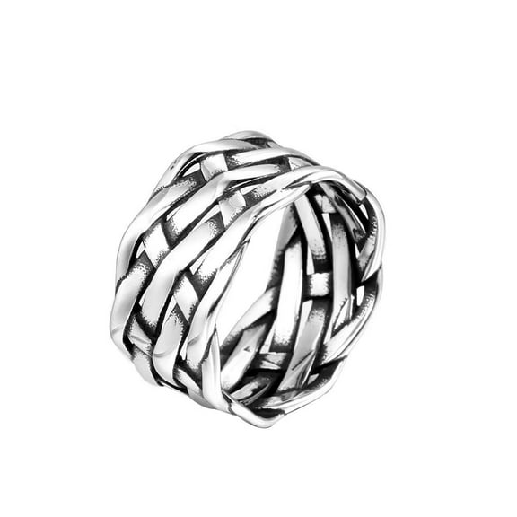 PAURO Men's Vintage Stainless Steel Braided Knot Eternity Wedding Band Statement Jewelry Silver Size 7