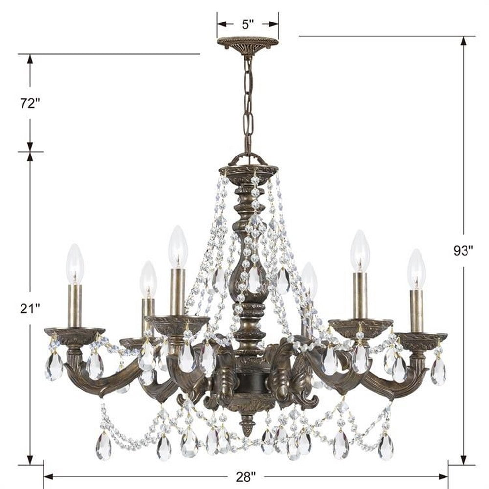 5026-AW-CL-S-Crystorama Lighting-Paris Market - Six Light Chandelier in Traditional and Contemporary Style - 28 Inches Wide by 22 Inches High-Clear