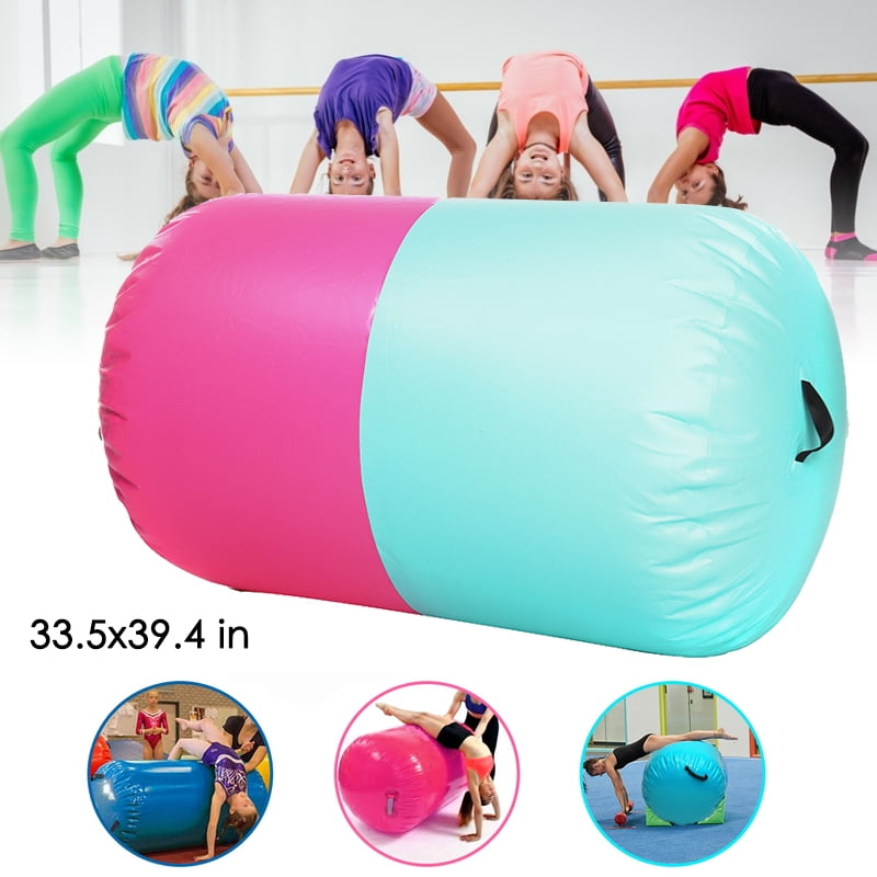 Inflatable Air Mat Gym Barrel Roller Home Gymnastics Tumbling Mat Yoga W/Pump 