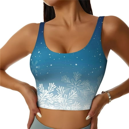 Sports Bras For Women  Christmas Snowflakes Workout Crop Tank Tops  U Back Sports Bra Athletic Tops