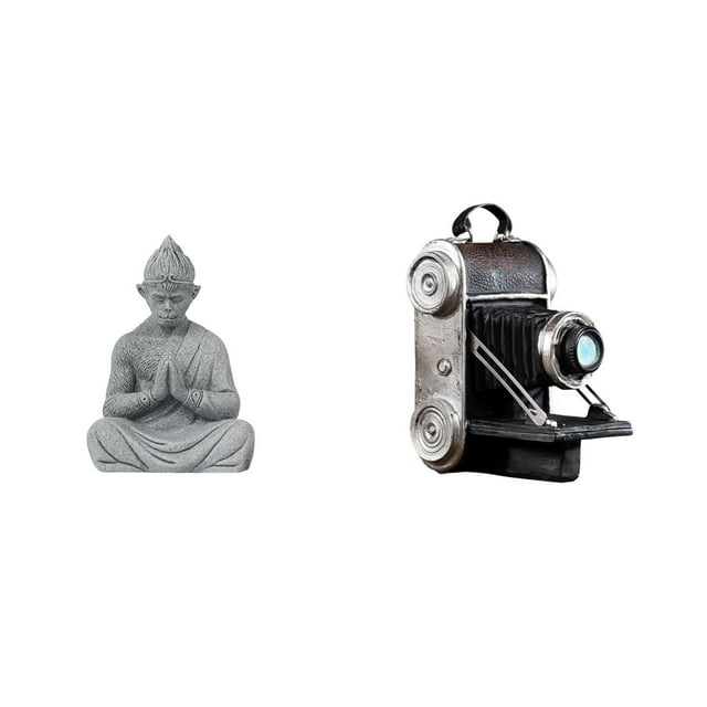 Estatua de mono,Estatua de Buda Mono para Interiores y Exteriores Budista,Figuras en miniatura meditando para decorar el jardín de casa.,Estatua de cámara,Figura coleccionable de modelo de