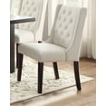 thumbnail image 2 of 7-pc Dining Set White Faux Leather Dining Chairs Wooen Top Table w Glass Insert Modern Wooden, 2 of 5