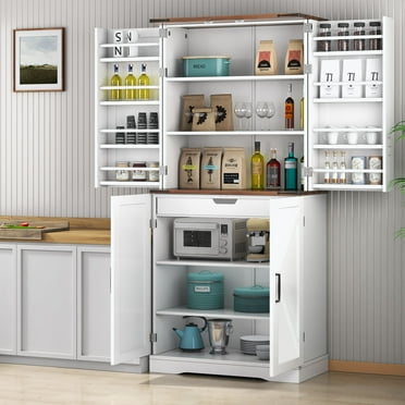 Vipuse Kitchen Pantry Cabinet, 71"  Freestanding Tall Storage Cabinet with Drawer, 4 Adjustable Shelves for Living Room