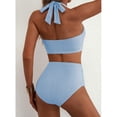 thumbnail image 5 of Women's High Waisted 2 Piece Bikini Sets Halter Swimsuits Striped Bathing Suit Beach Swimwear 2026 Blue M, 5 of 6