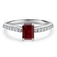 thumbnail image 3 of Gem Stone King 10K White Gold Red Garnet and Lab Grown Diamond Engagement Ring for Women | 0.98 Cttw | Emerald Cut 6X4MM | Gemstone January Birthstone | Size 6, 3 of 6