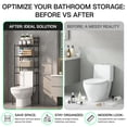 thumbnail image 4 of Behome 3-Tier Over The Toilet Storage Shelf, Bathroom Organizer Shelf Over Toilet with 6 Hooks, Freestanding Space Saver Bathroom Storage Shelves, 4 of 7