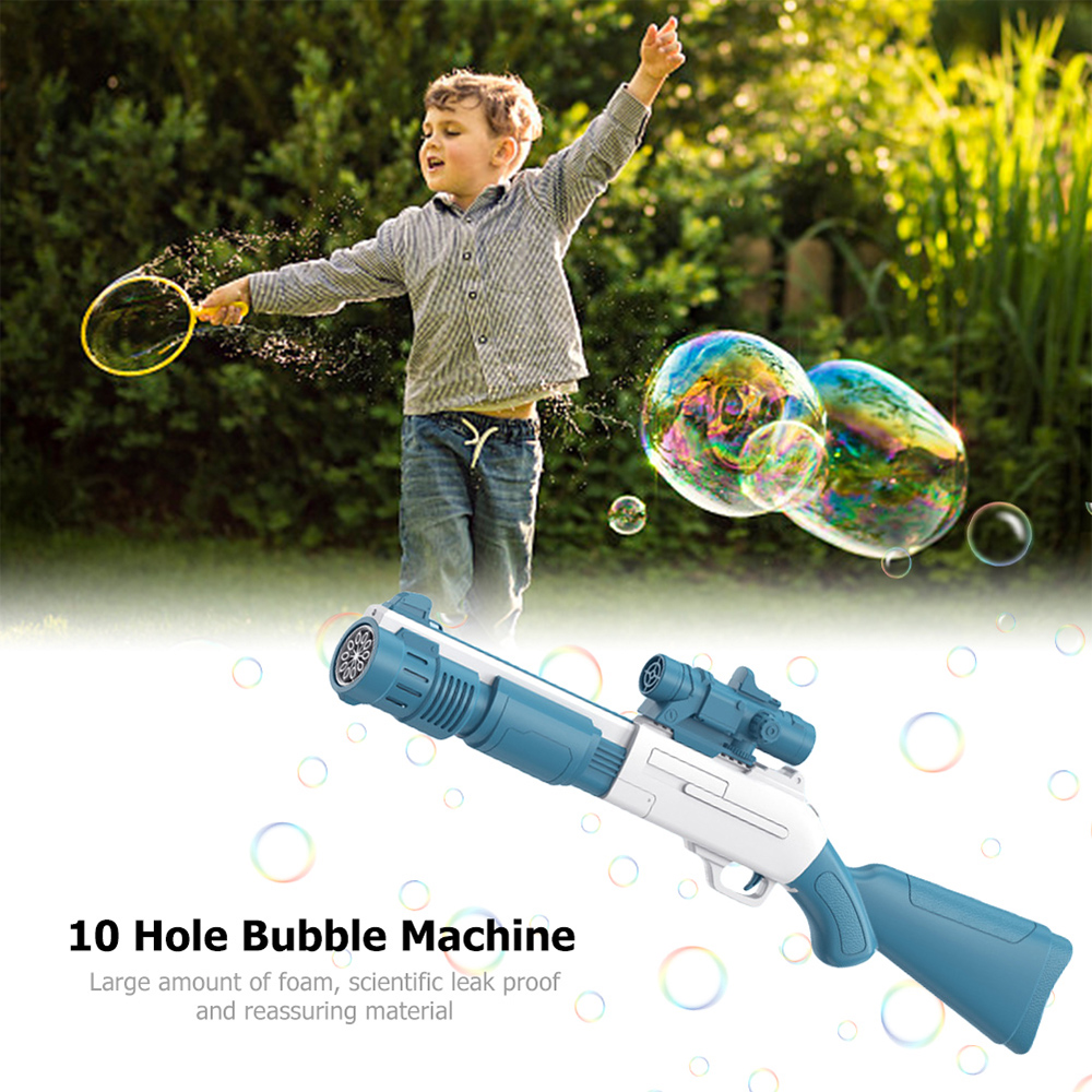 Electric Bubble Rifle Gun, 10 Holes Bubble Machine Gun, Automatic