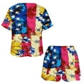 thumbnail image 3 of 4th of July Women's Ruffle Short Sleeve Tops And Shorts Cute Peeps Bunny Pajamas Sets, 3 of 7