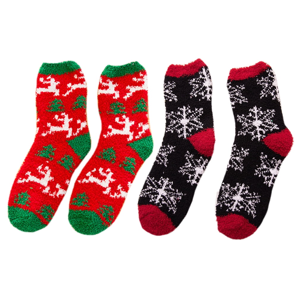 NUOLUX 2 Pairs of Christmas Household Winter Fall Socks Thick Warm