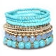 thumbnail image 1 of Nvzi Pulseras de cuentas apilables bohemias Pulseras de cuentas elásticas multicolores Pulsera ajustable de cuentas en capas Pulseras elásticas (azul), 1 of 4