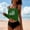 Green, variant on Women's American Flag Print Ruched Tankini Top with Built-in Bra, Drawstring Side Tie and Black Bottoms, Modest Two Piece Bathing Suit for Summer Pool