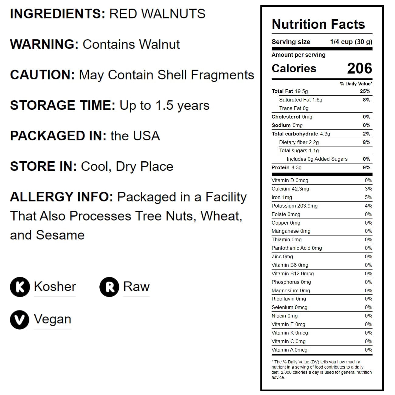 California Livermore Red Walnuts, 7.5 Pounds — Kosher, Raw, Vegan — by Food to Live