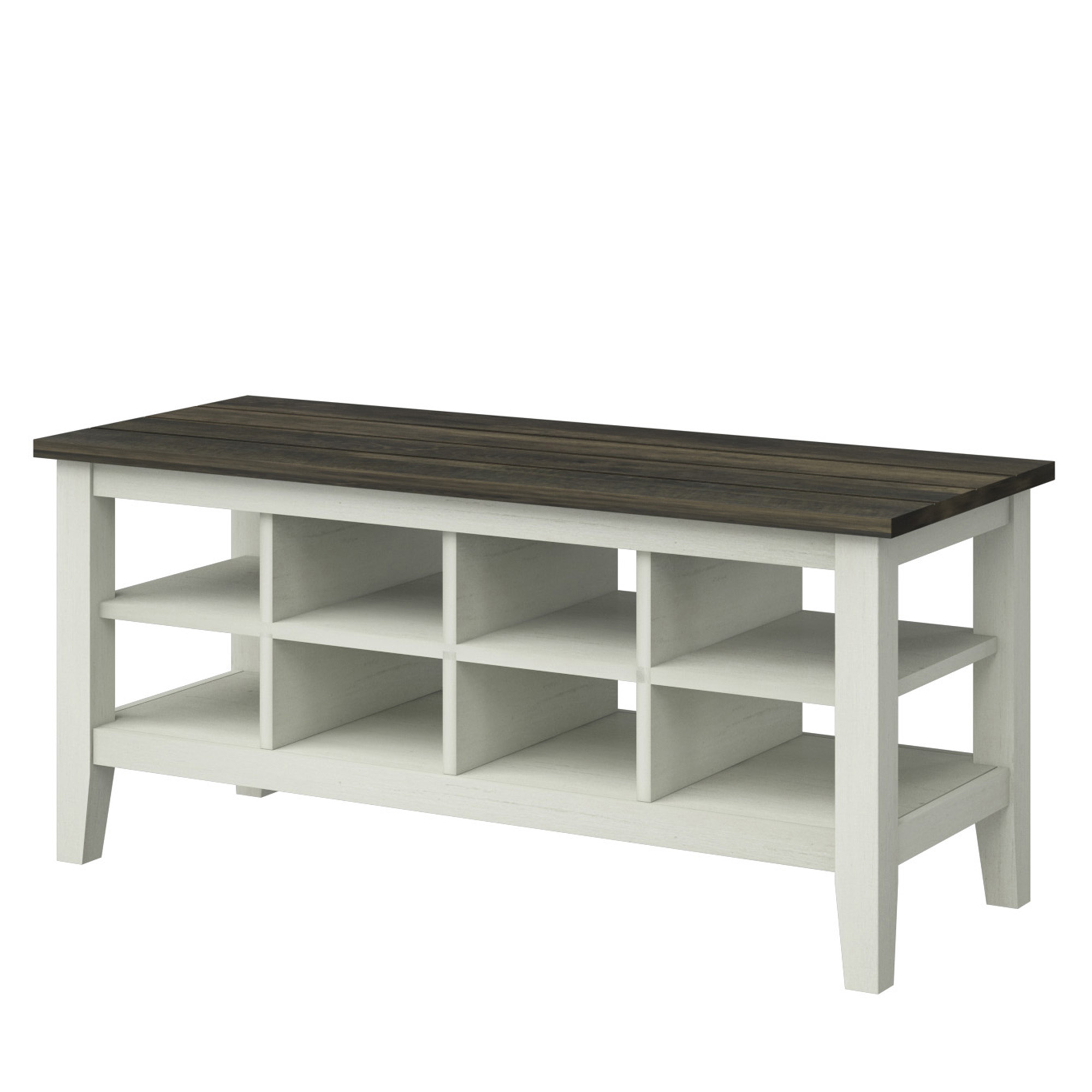 Twin Star Home Two-Tone Storage Bench with Planked Top in Old Wood White, 40”W x 15.5”D x 17.8”H - image 5 of 7