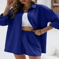 thumbnail image 3 of Trendy Button Down Shirt and Shorts Set for Women, 3 of 8