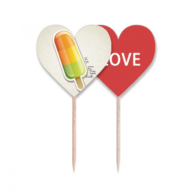Naranja amarillo verde helado helado de dulce Palillos de dientes bandera etiqueta de amor selección de pastelitos