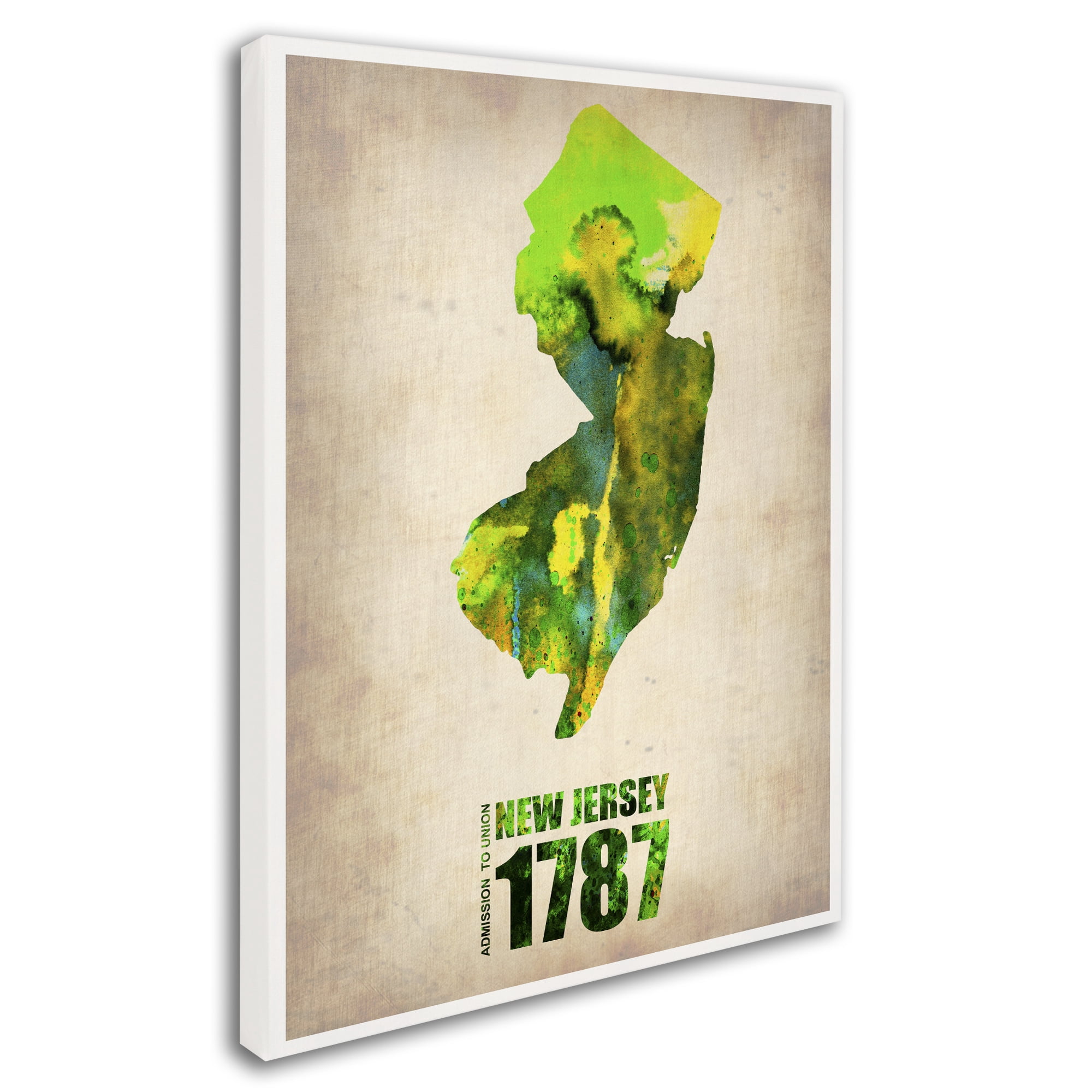 "New Jersey Watercolor Map" Canvas Art by Naxart