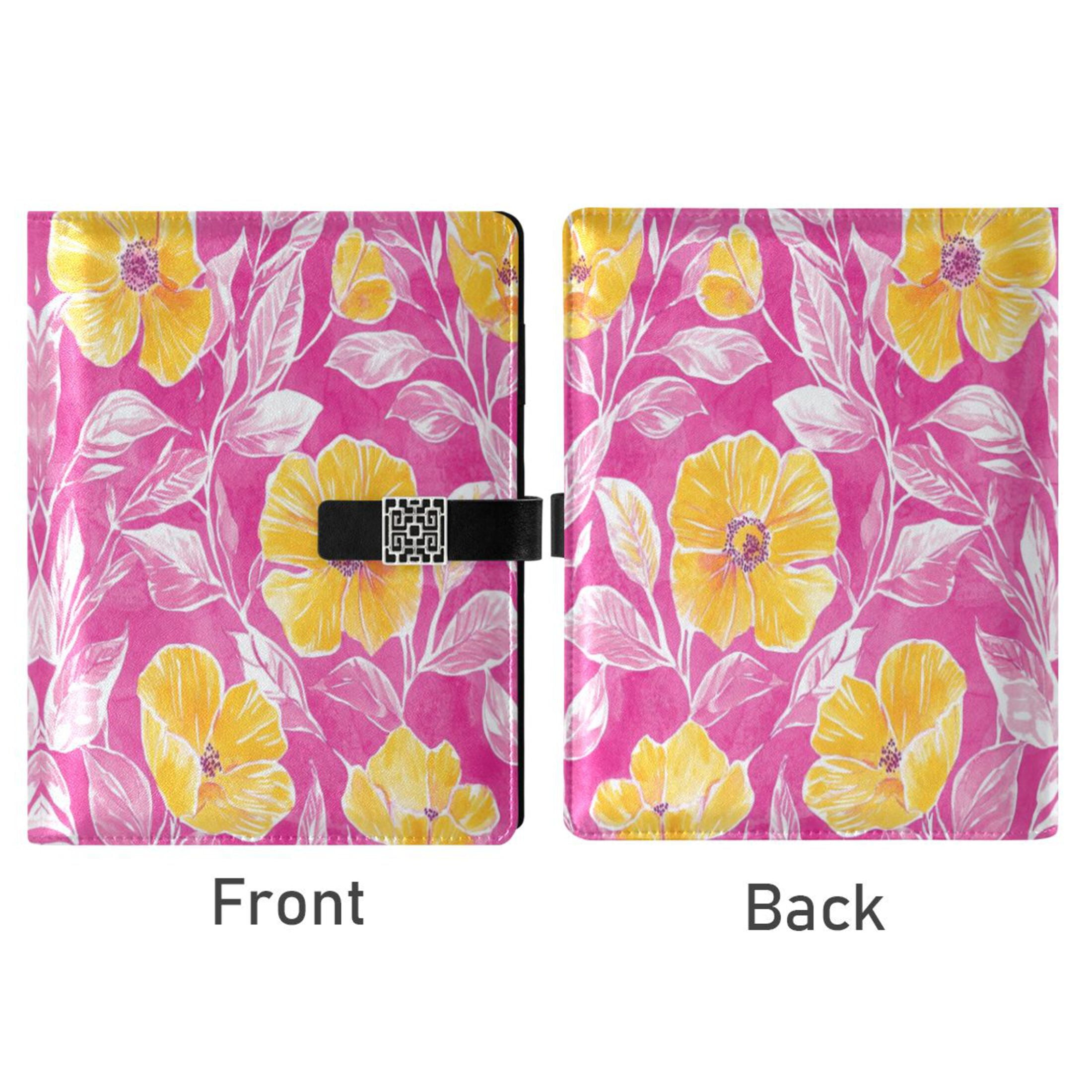 Leather Planner Leather Notebook Notebook Journal Binder Design Pen Pocket Design Convenient for Storage Beautiful Yellow Flower