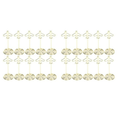 

20Pcs Memo Clip Holder Table Number Name Card Holder Desktop Metal Business Card Photo Gold Plane with Base