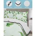 thumbnail image 4 of Quilts Queen Size Bedding Set, Spring Botanical Lightweight Quilted Comforter, Green Ivy Ferns Oak Leaves Light Blue Soft Reversible Bedspread Coverlet with Pillow Covers for All Season, 90" x 96", 4 of 7