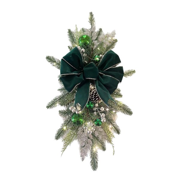 Guirnalda decorativa de ambiente hogareño de Navidad (verde con luz)
