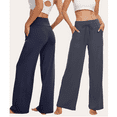 thumbnail image 4 of MLDRA 3 Pack Women's Wide Leg Pants with Pockets - Casual Loose Sweatpants Yoga Trouser Pants Sweat Palazzo Lounge Pajama Pants, 4 of 9