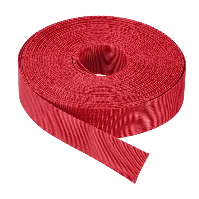 Unique Bargains Flat Nylon Webbing Strap 1 Inch 15 Yards Red for Backpack, Luggage-rack