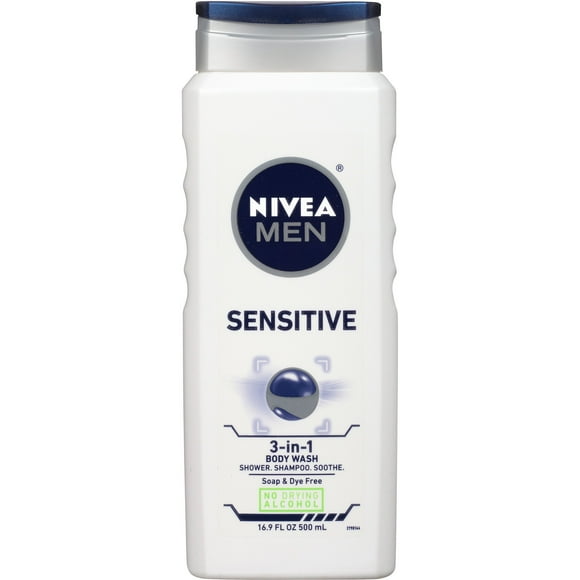 Gel de baño Nivea Men Sensitive con extracto de bambú, 500 ml, paquete de 3