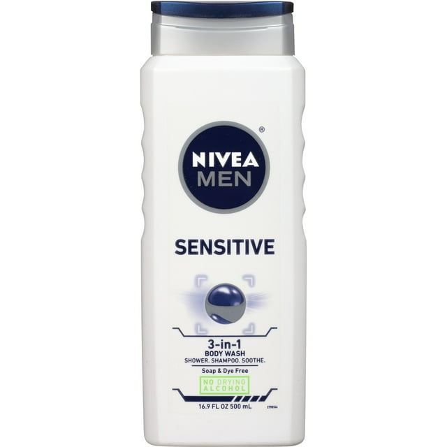 Gel de baño Nivea Men Sensitive con extracto de bambú, 500 ml, paquete de 3