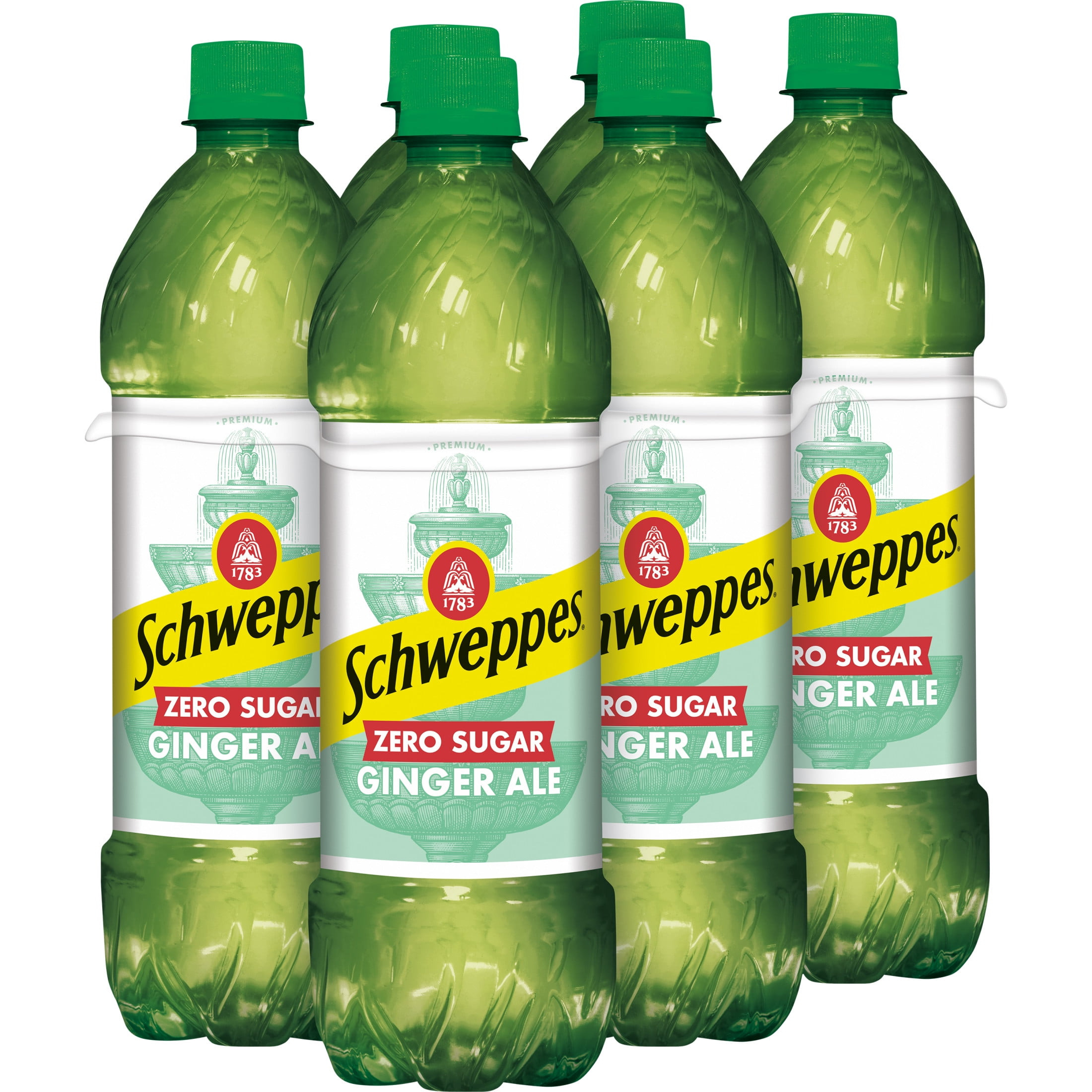 Schweppes Caffeine Free Zero Sugar Ginger Ale Soda Pop, 16.9 fl oz, 6 Pack Bottles