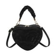thumbnail image 1 of Bolso bandolera informal con forma de corazón, de poliuretano, moderno y casual, para chicas, señoras y mujeres. Negro, 1 of 9
