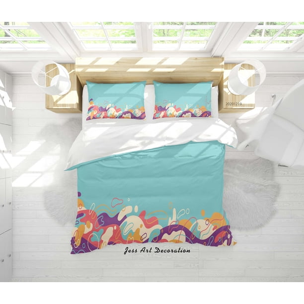 3D Dibujado a mano Color Patrón Funda de edredón Set Ropa de cama Set Funda de edredón Fundas de almohada