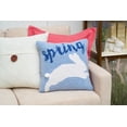 thumbnail image 2 of "Spring" Jumping Easter Bunny Rabbit Blue Hooked Accent Throw Pillow 16" x 16", 2 of 5