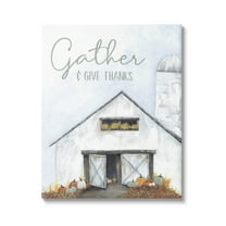 Gather & Give Thanks Autumn Barn Holiday Graphic Art Gallery Wrapped Canvas Print Wall Art