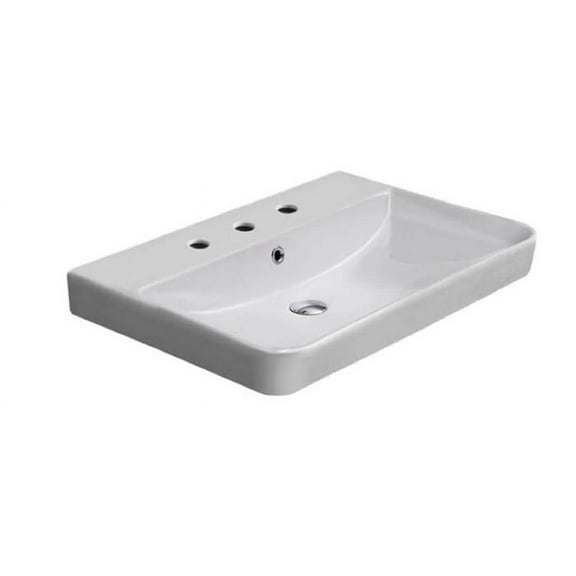 Nameeks CeraStyle 079600-U-Three Hole Noura 23-5/8" Rectangular Ceramic Wall Mount / Drop