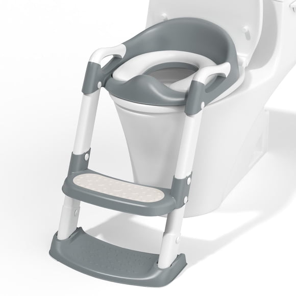 Inodoro COOSEYA para ir al baño con taburete y escalera, color gris