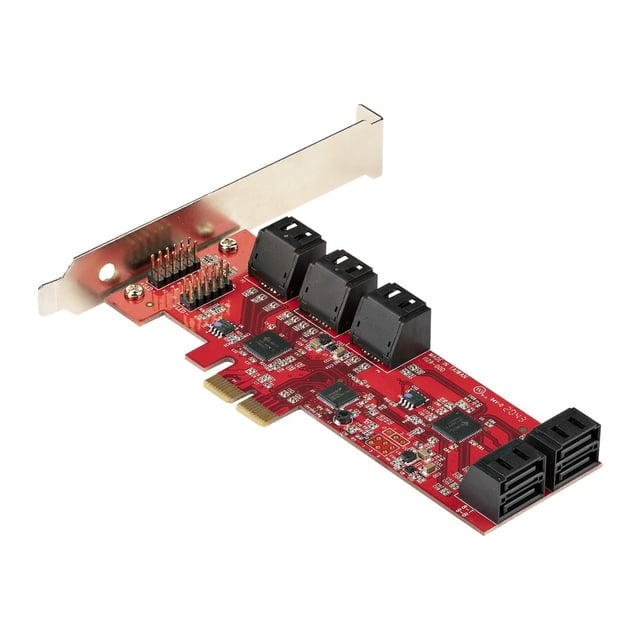 StarTech.com SATA PCIe Card, 10 Port PCIe SATA Expansion card, 6Gbps SATA Card, Low/Full Profile, Stacked SATA Connectors, ASM1062 Non-Raid SATA Controller Card / Adapter - PCI Express to SATA Converter - Storage controller - SATA 6Gb/s - low profile - PCIe 2.0 x2