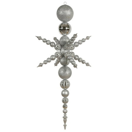 76" Silver Commercial Shatterproof Radical Snowflake Christmas Finial Ornament
