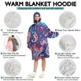 thumbnail image 5 of Wearable Oversized Blanket,Blue Pioneer Flower and Paisley Pattern Wearable Blanket Hoodie for Adults,Cozy Hooded Blankets with Super Pockets,Super Warm Fuzzy Pullover for Women & Men, 5 of 6
