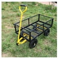 thumbnail image 2 of Garden Cart with Solid Wheels - Heavy Duty Utility Wagon for Yard, Farm & Home - Black & Yellow Tool Cart - Firewood, Debris & Fertilizer Transport, 2 of 9