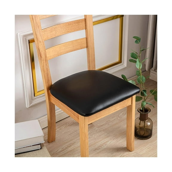 LKJYER PU Leather Seat Covers for Dining Room Chairs Covers Set of 2/4/6, Square Seat Cushion Covers with Elastic Band, Waterproof Dining Chair Seat Covers, Kitchen Chair Seat Covers